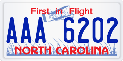 NC license plate AAA6202