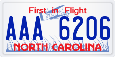 NC license plate AAA6206