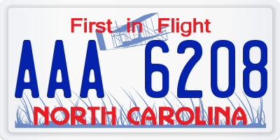 NC license plate AAA6208