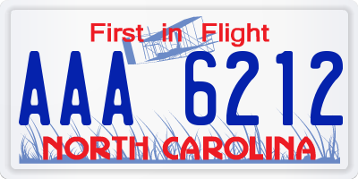 NC license plate AAA6212