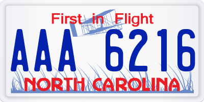 NC license plate AAA6216