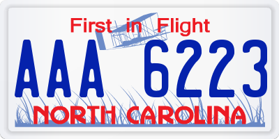 NC license plate AAA6223