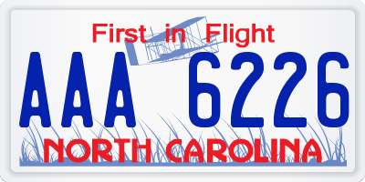 NC license plate AAA6226