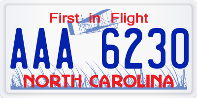 NC license plate AAA6230