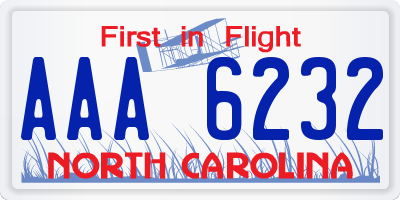 NC license plate AAA6232