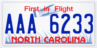 NC license plate AAA6233