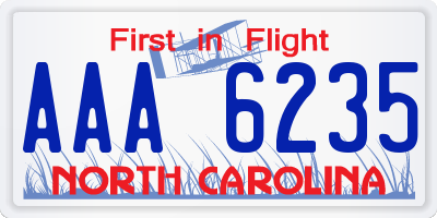 NC license plate AAA6235