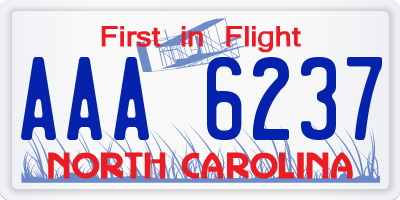 NC license plate AAA6237