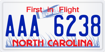 NC license plate AAA6238