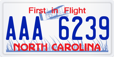 NC license plate AAA6239
