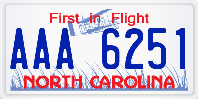 NC license plate AAA6251