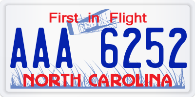 NC license plate AAA6252