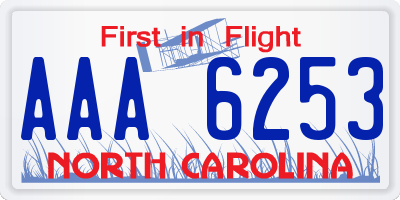 NC license plate AAA6253