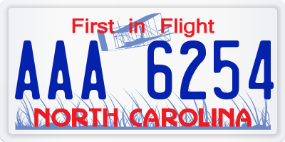 NC license plate AAA6254