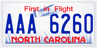 NC license plate AAA6260