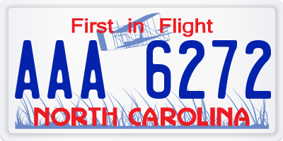 NC license plate AAA6272