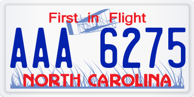 NC license plate AAA6275