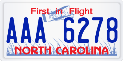 NC license plate AAA6278