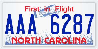 NC license plate AAA6287