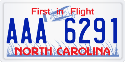 NC license plate AAA6291