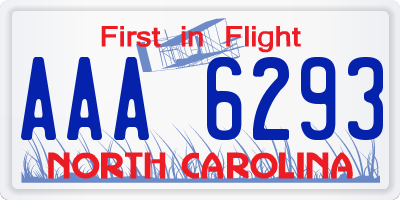 NC license plate AAA6293