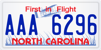 NC license plate AAA6296