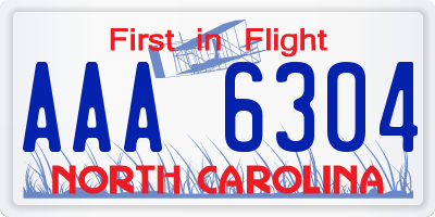 NC license plate AAA6304