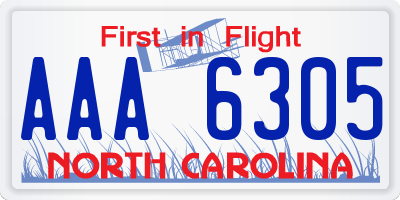 NC license plate AAA6305