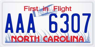 NC license plate AAA6307