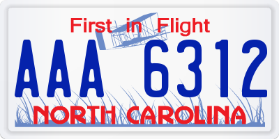 NC license plate AAA6312