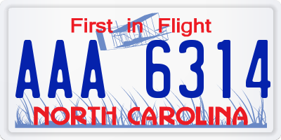 NC license plate AAA6314