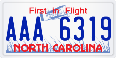 NC license plate AAA6319