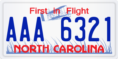 NC license plate AAA6321