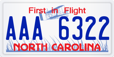 NC license plate AAA6322