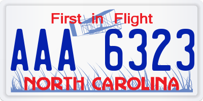 NC license plate AAA6323