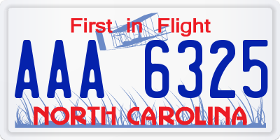 NC license plate AAA6325