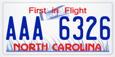 NC license plate AAA6326