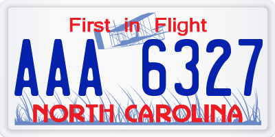 NC license plate AAA6327