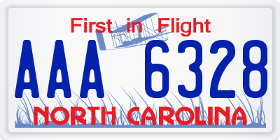 NC license plate AAA6328