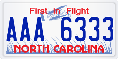 NC license plate AAA6333