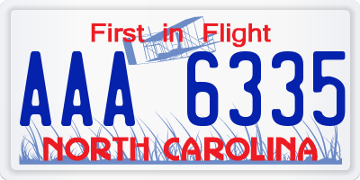 NC license plate AAA6335