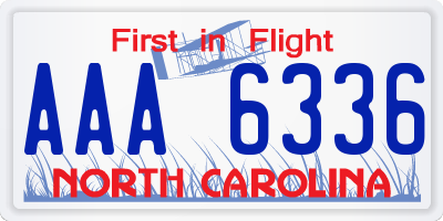 NC license plate AAA6336