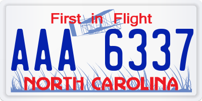 NC license plate AAA6337