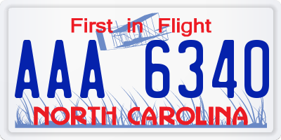 NC license plate AAA6340