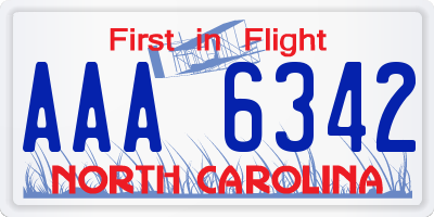 NC license plate AAA6342