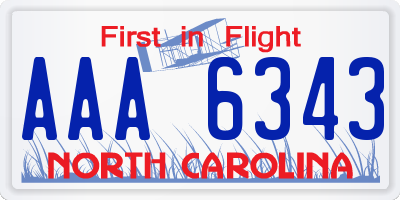 NC license plate AAA6343