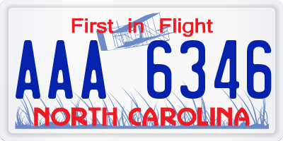 NC license plate AAA6346