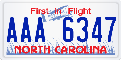 NC license plate AAA6347