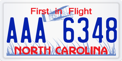 NC license plate AAA6348