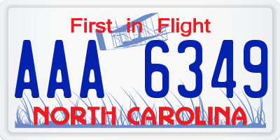 NC license plate AAA6349